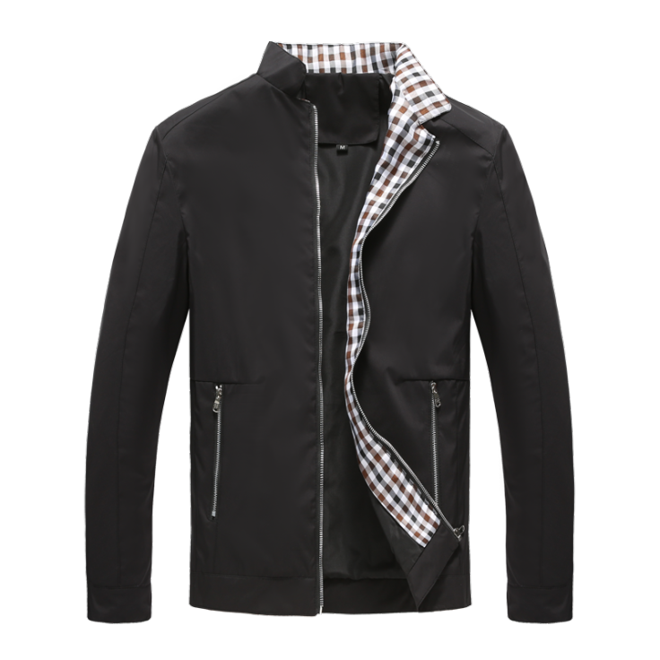 Herren Stehkragen Jacke mit Reißverschluss | Fronttaschen
