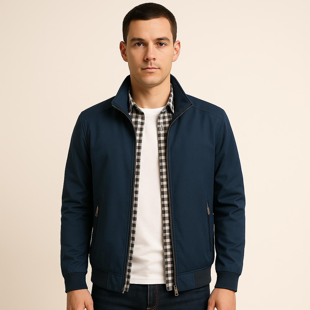 Herren Schlanke Passform Stehkragen Jacke | Reißverschluss