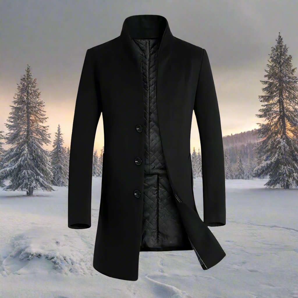 Herren Trenchcoat mit Langem Stehkragen | Warme