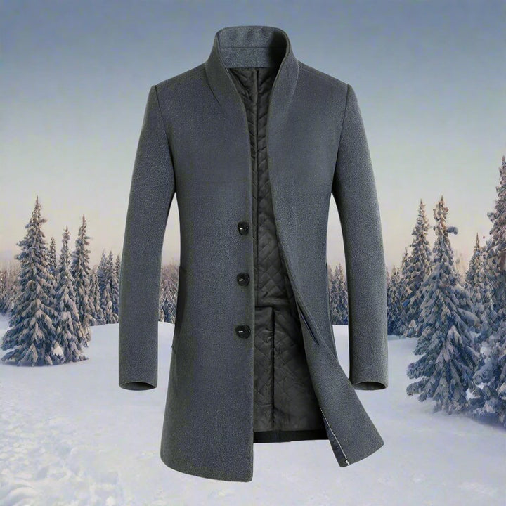 Herren Trenchcoat mit Langem Stehkragen | Warme