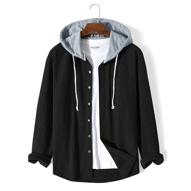 Herren Cord Jacke mit Knopfleiste | Kapuze