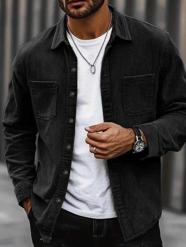 Herren Knopfleiste Hemd Cord Jacke | Warme