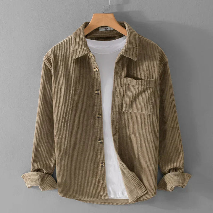 Herren Cord Jacke mit Brusttasche | Knopf Daunen