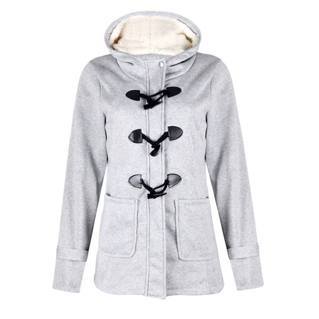 Damen Warme Mantel mit Kapuze | Fronttaschen