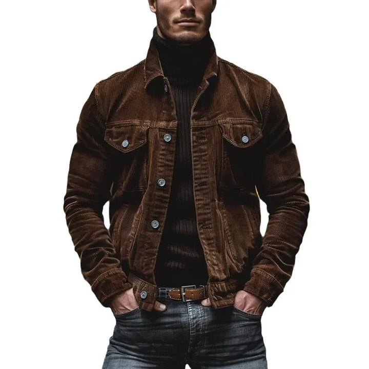 Herren Weinlese Knopfleiste Cord Jacke | Lange Ärmel