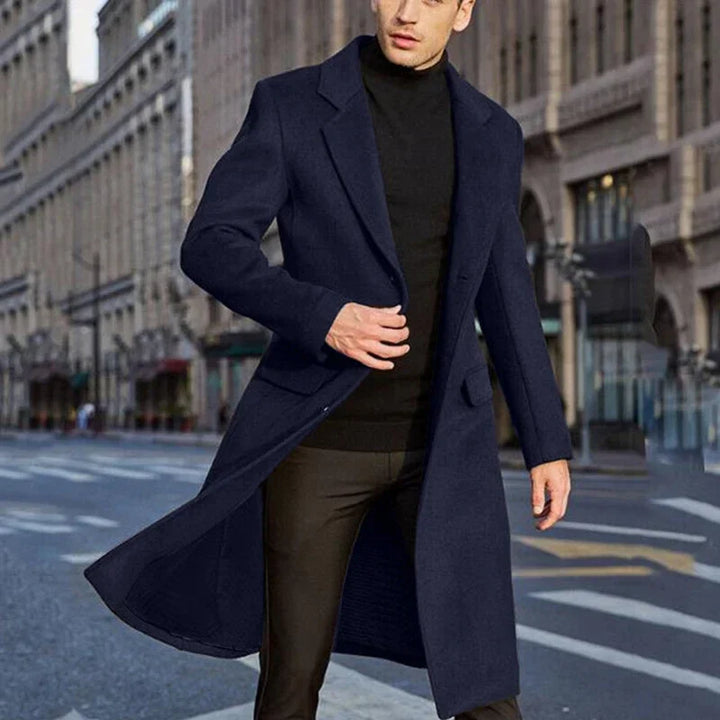 Herren Langer Trench Coat mit Fronttasche | Stilvoll