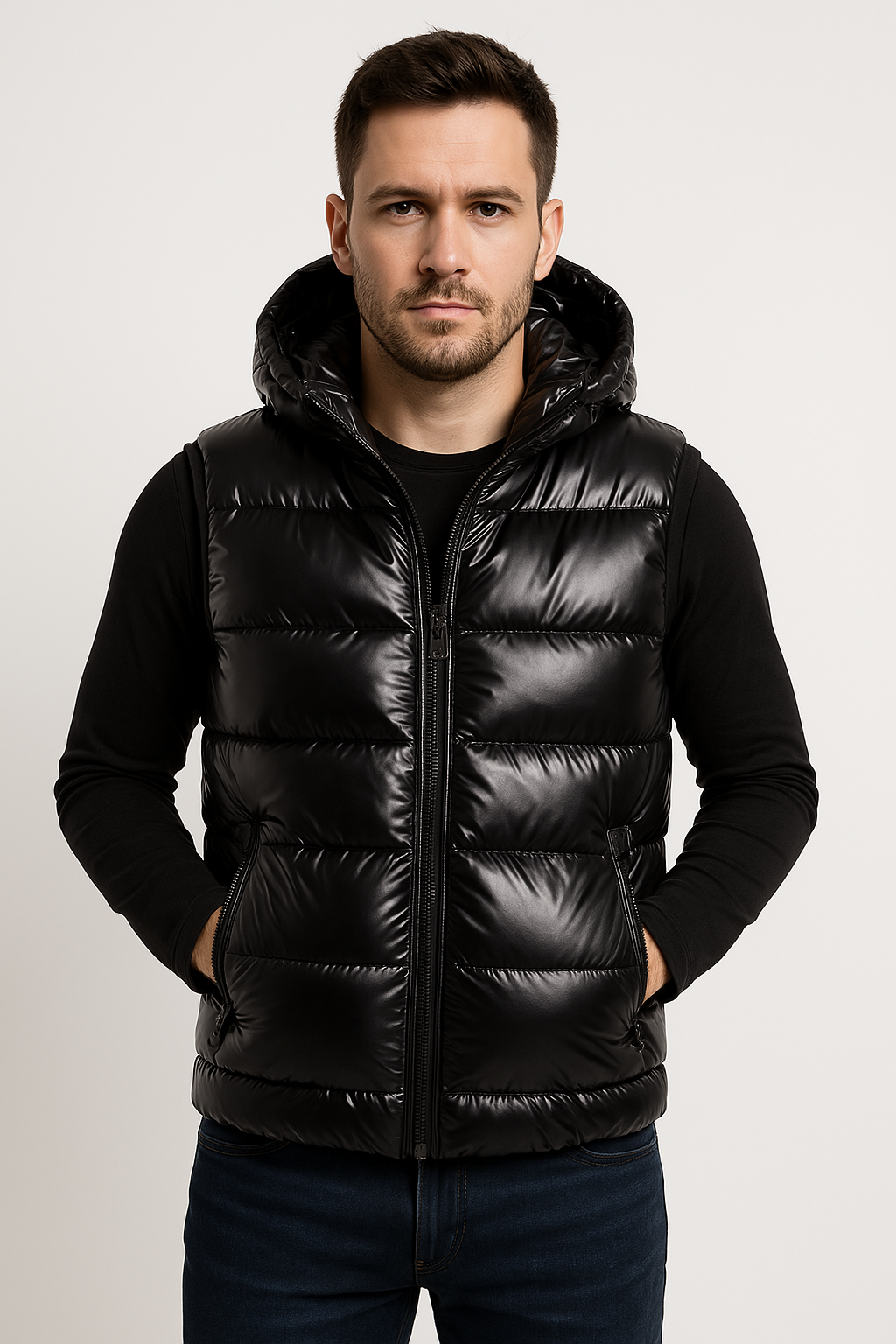 Herren Puffer Ärmellos Weste | Glänzend