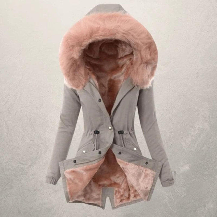 Für Damen Winter jacke lang mit gefütterter Kapuze | Stilvoll