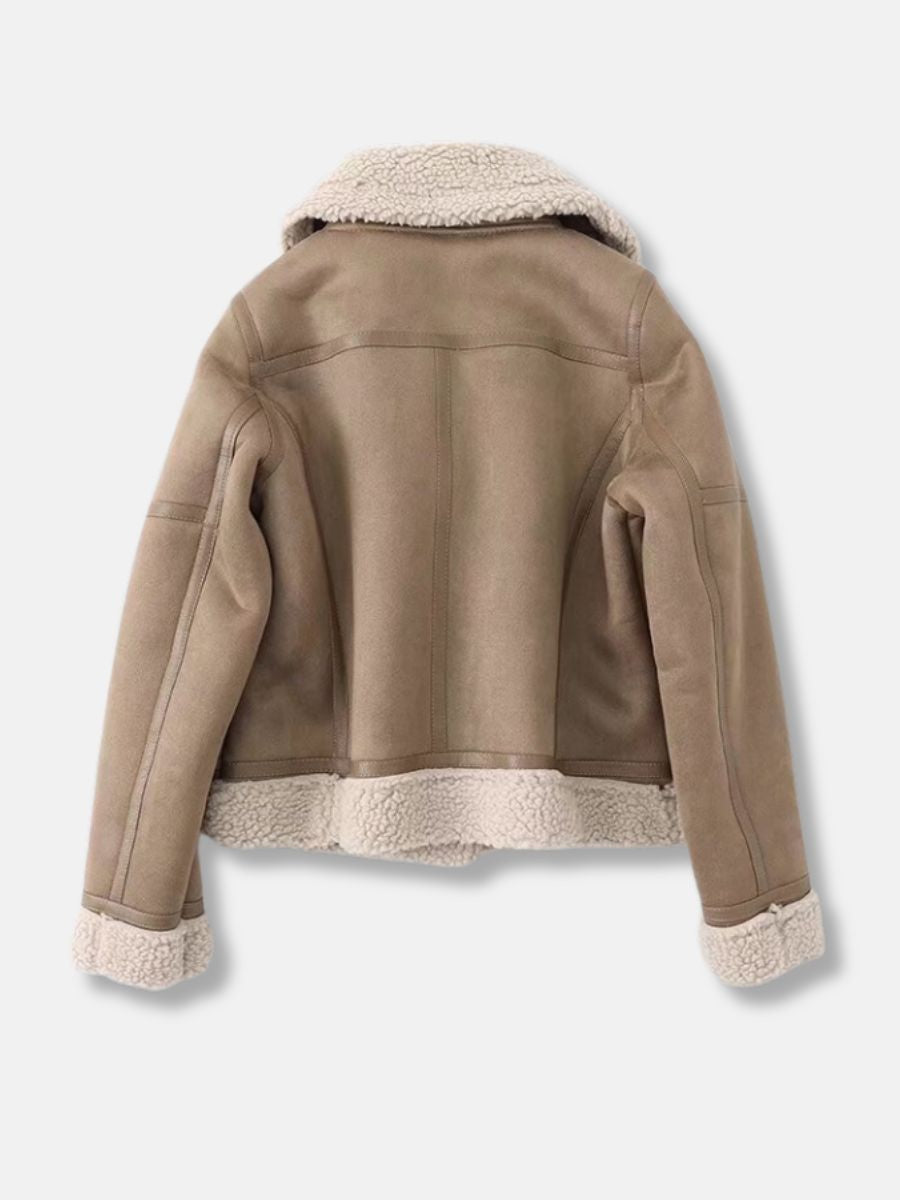 Gefütterte Felljacke mit Kragen für Damen | Warme