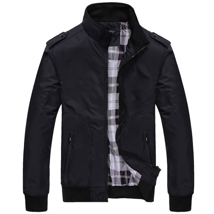 Herren Langarm Stehkragen Jacke | Reissverschluss