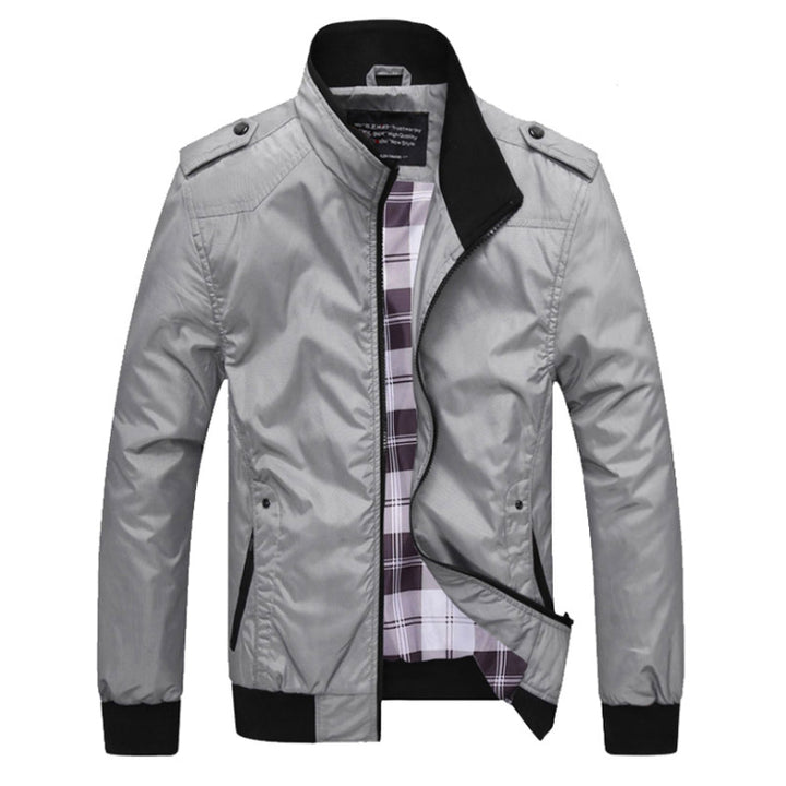 Herren Langarm Stehkragen Jacke | Reissverschluss