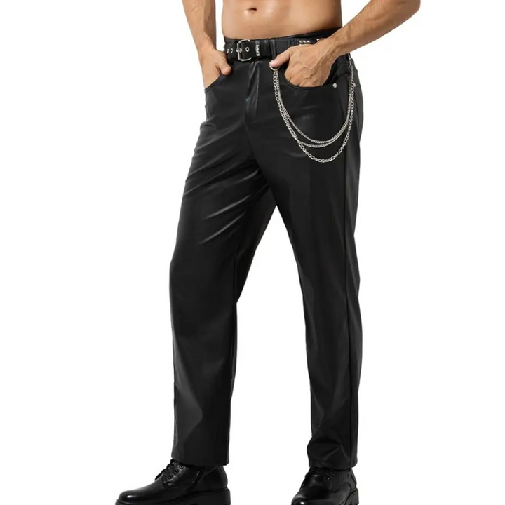 Klassische lederlook-hose mit geradem bein