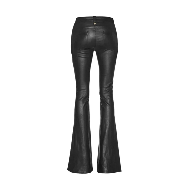 Elegante high-waist hose im lederlook mit ausgestelltem bein
