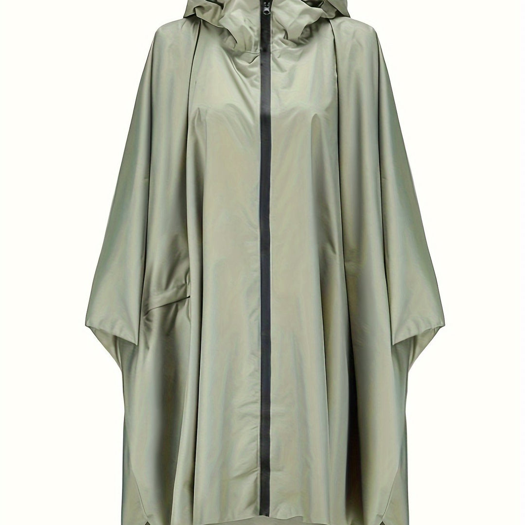 Damen-Regen Poncho mit Kapuze | Reißverschluss