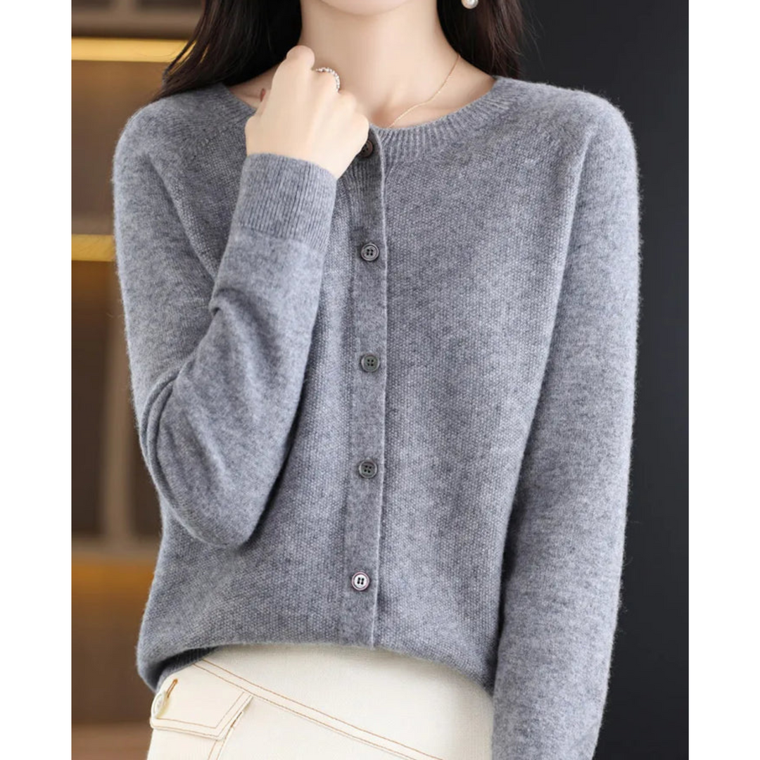Elegante Woll-Cardigan mit Knopfverschluss
