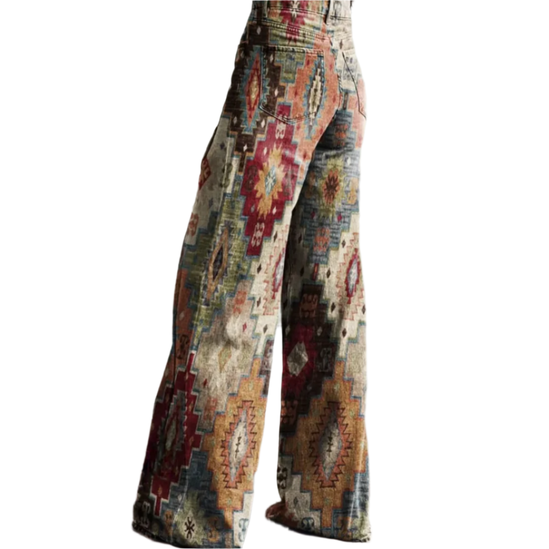 Damenhose mit weitem Bein und Geometrisch bedruckte | Elegant