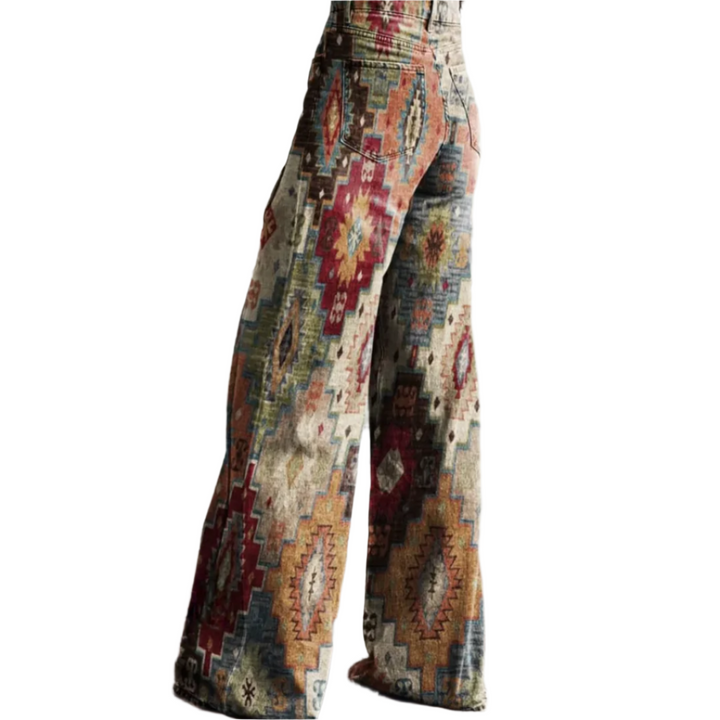 Damenhose mit weitem Bein und Geometrisch bedruckte | Elegant