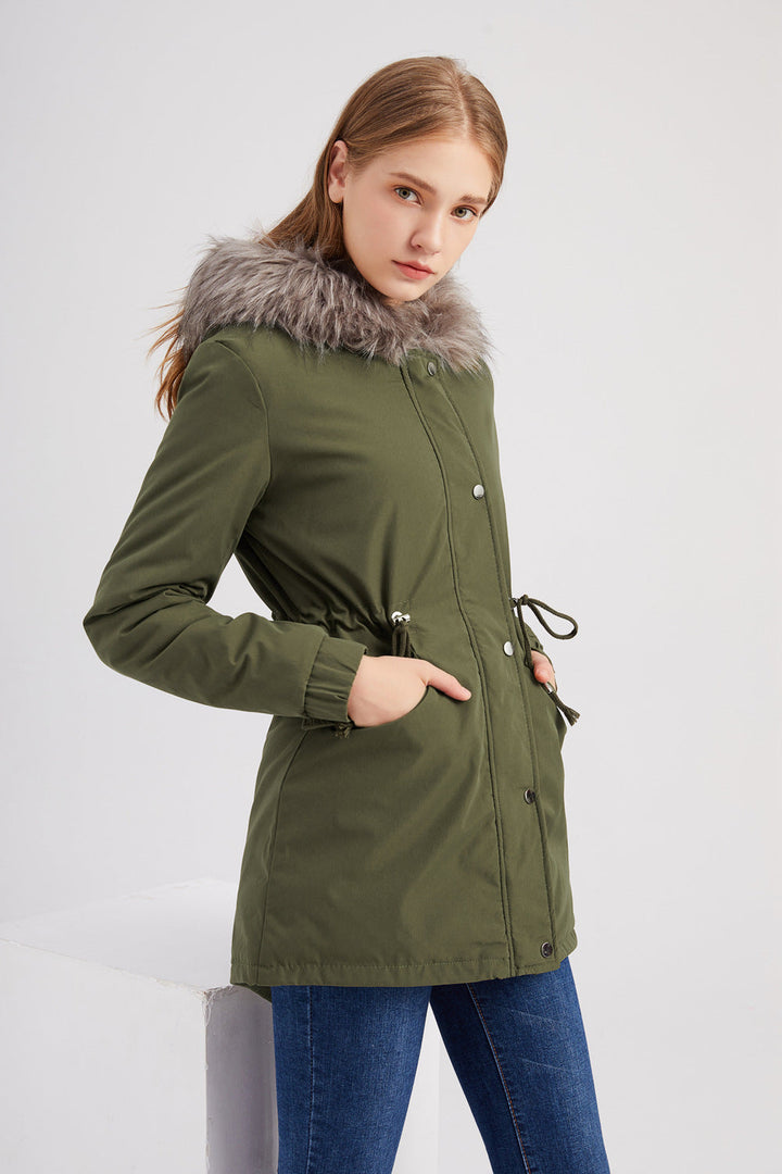 Damen Moderner Parka mit Kapuze | Verstellbarer Gürtel