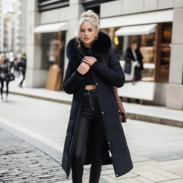 Damen Lange Puffer-Parka-Jacke | Kapuze