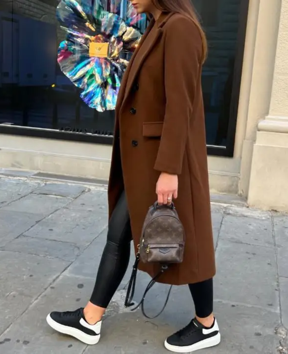 Damen Eleganter Langer Mantel | Taschen