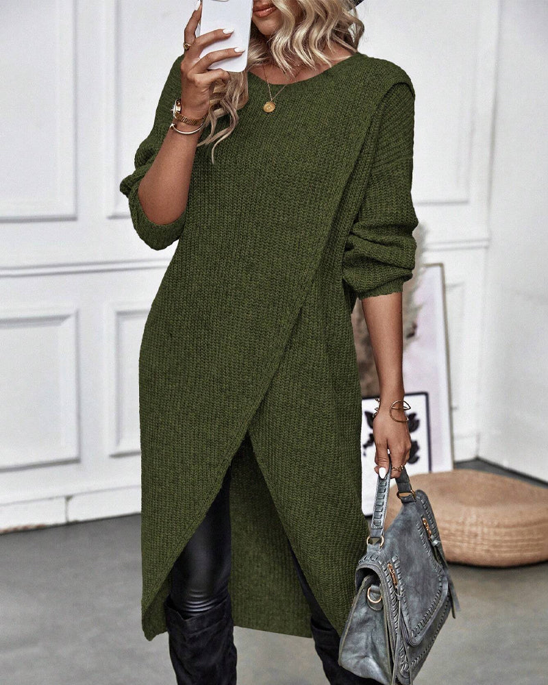 Langes modisches Pullover-Kleid
