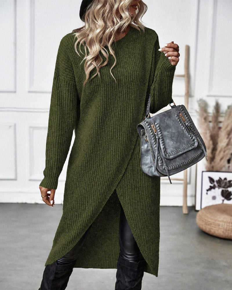 Langes modisches Pullover-Kleid