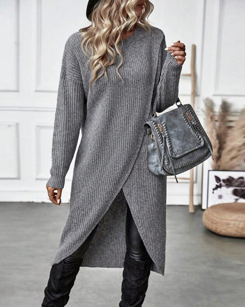 Langes modisches Pullover-Kleid