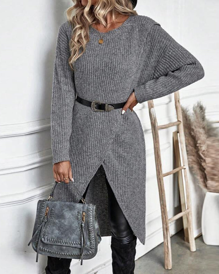 Langes modisches Pullover-Kleid