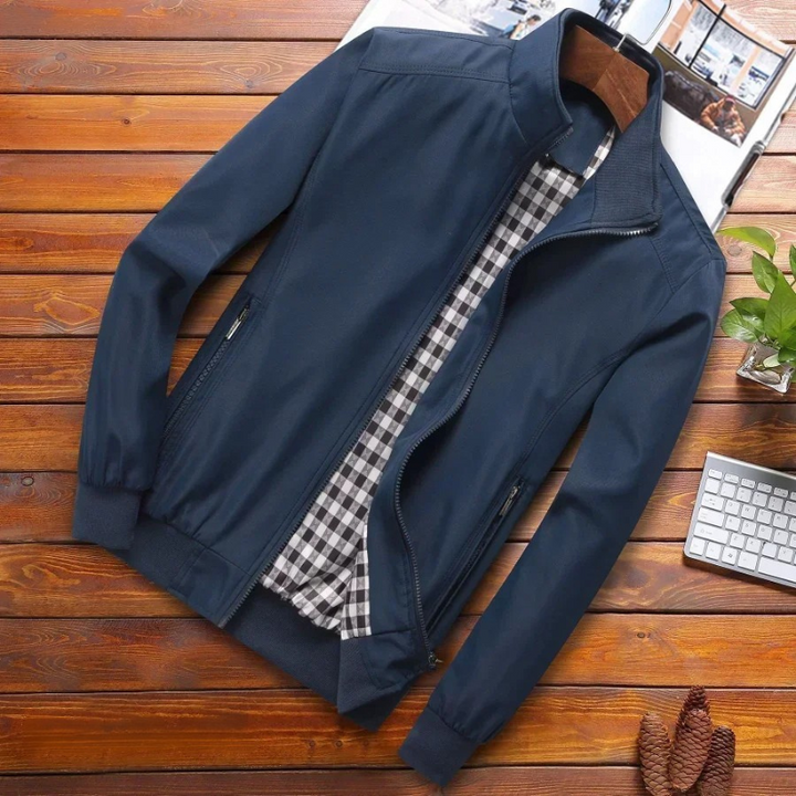 Herren Schlanke Passform Stehkragen Jacke | Reißverschluss