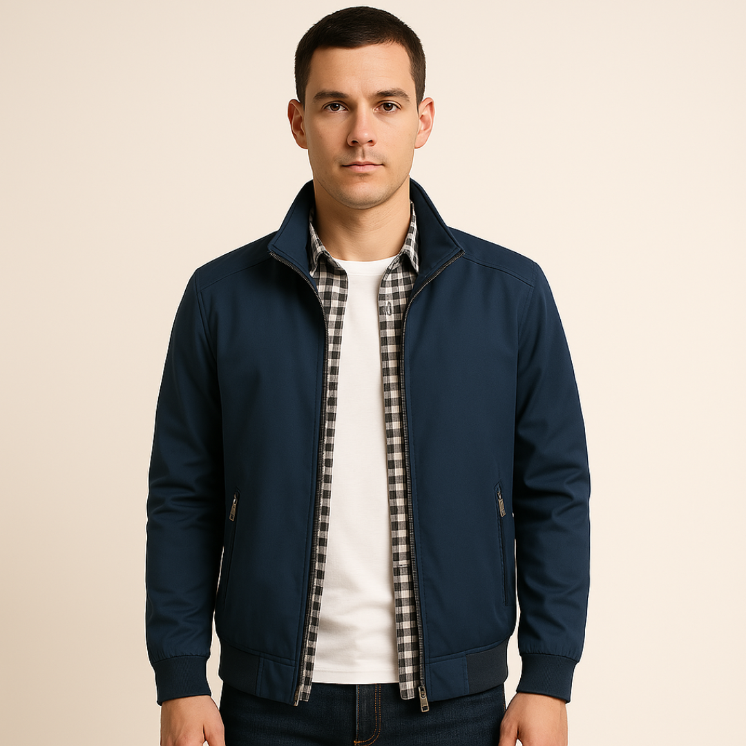 Herren Schlanke Passform Stehkragen Jacke | Reißverschluss
