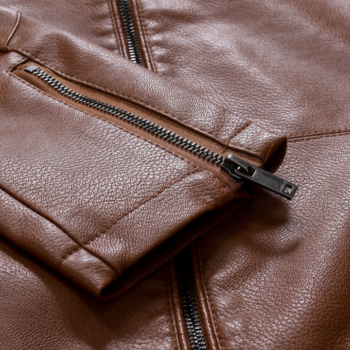 Herren-Bikerjacke mit Stehkragen | Reißverschlusstasche