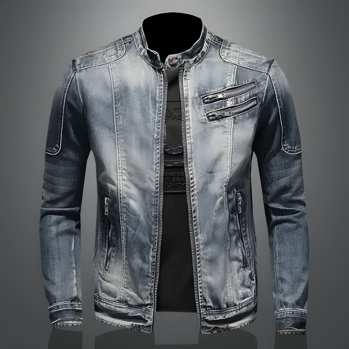 Herren Weinlese Langarm Jacke | Reißverschluss