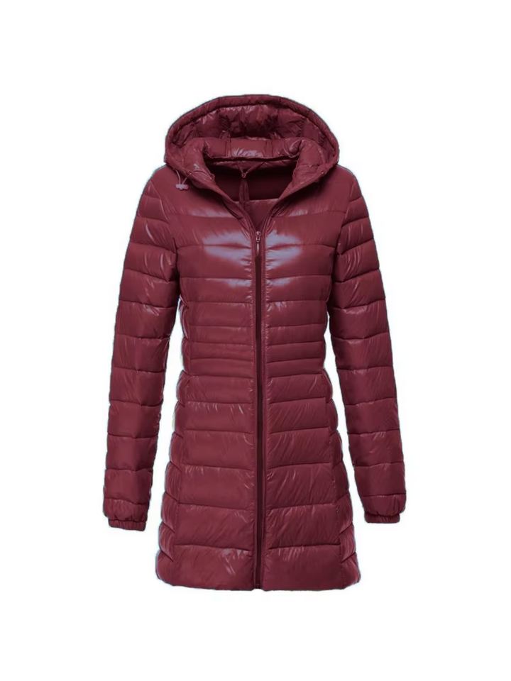 Lange gefütterte Winterjacke mit Kapuze für Damen | Vielseitig