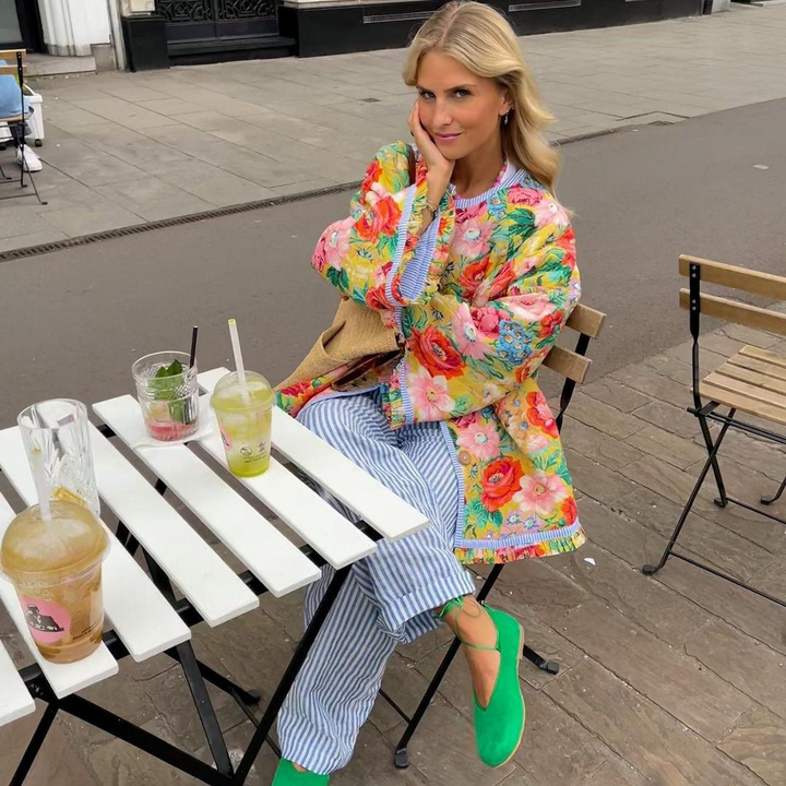 Damen Blumen Druck Jacke | Übergröße