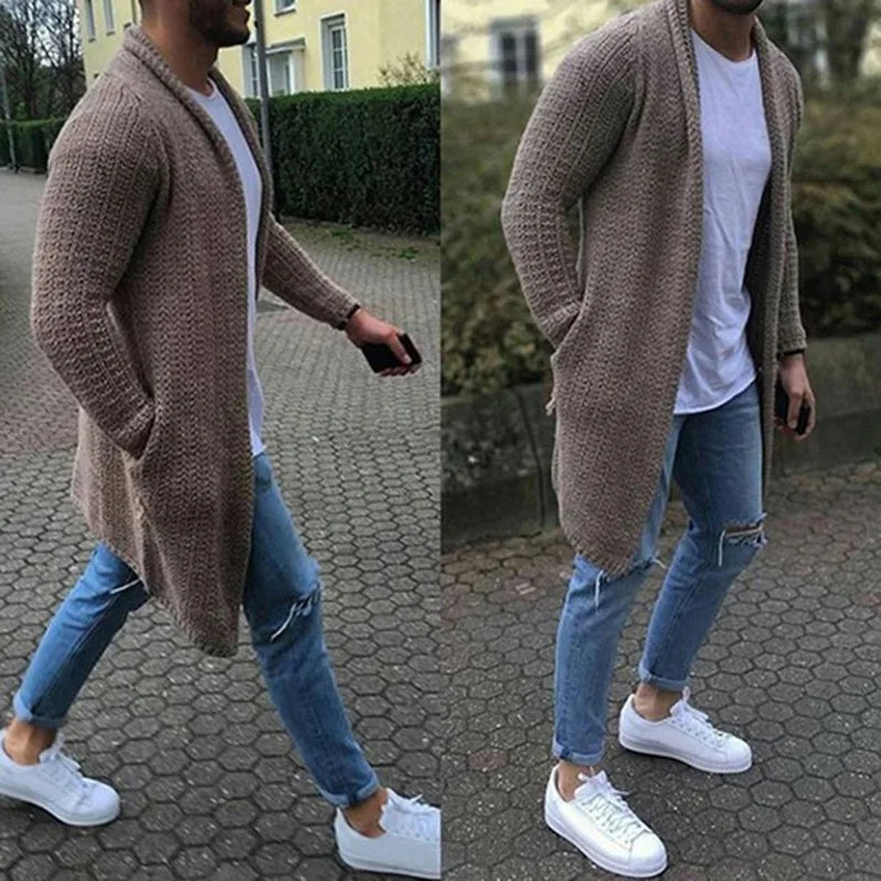 Langer warmer herren cardigan