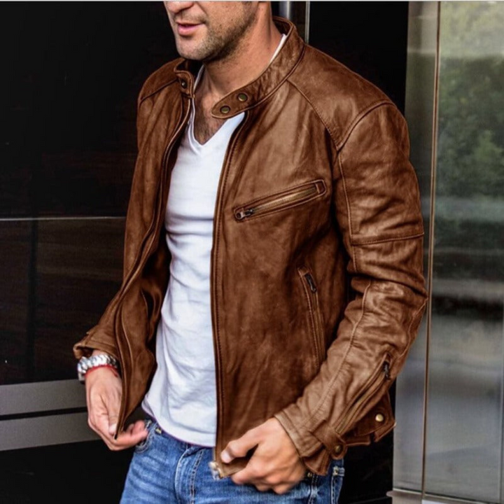 Herren Stehkragen Schlanke Passform Jacke | Reissverschluss