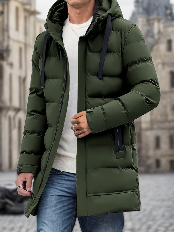 Herren Lange Kapuzen-Puffer-Daunenjacke | Draußen