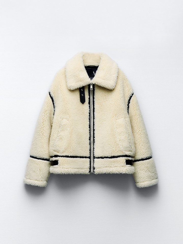 Teddy Jacke mit Reißverschluss für Damen | Puffer