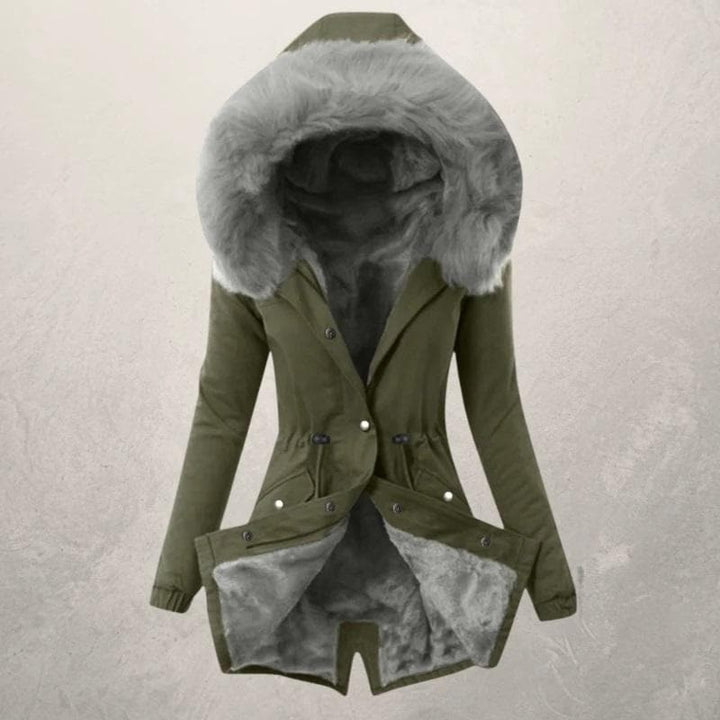 Für Damen Winter jacke lang mit gefütterter Kapuze | Stilvoll