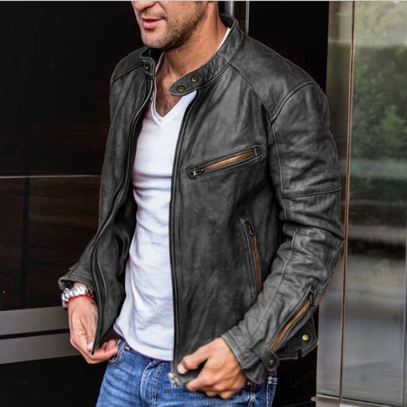 Herren Stehkragen Schlanke Passform Jacke | Reissverschluss