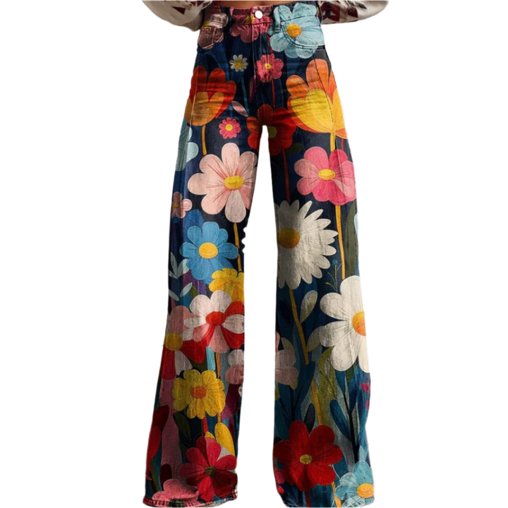 Damen Bunte weite Hosen | Blumendruck