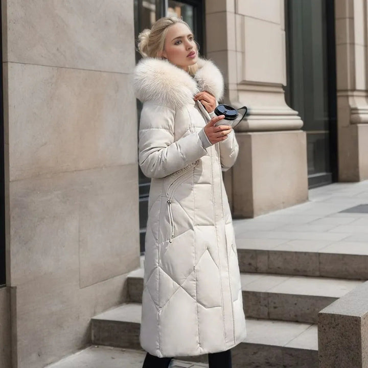 Damen Lange Puffer-Parka-Jacke | Kapuze