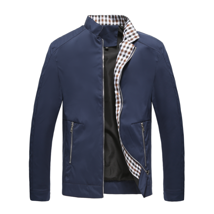 Herren Stehkragen Jacke mit Reißverschluss | Fronttaschen