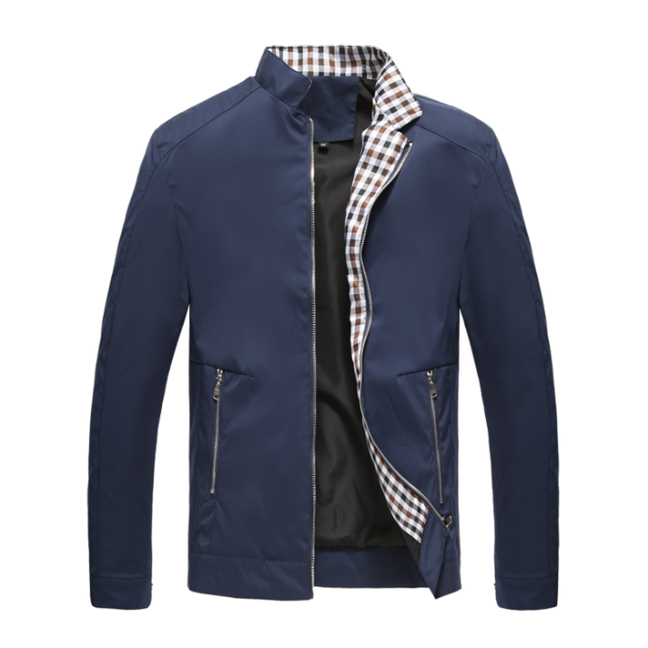 Herren Stehkragen Jacke mit Reißverschluss | Fronttaschen