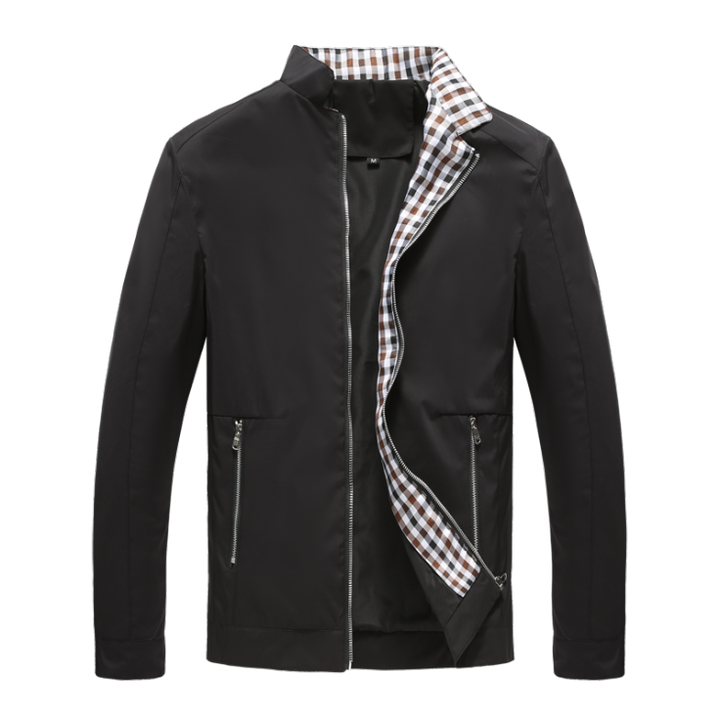 Herren Stehkragen Jacke mit Reißverschluss | Fronttaschen