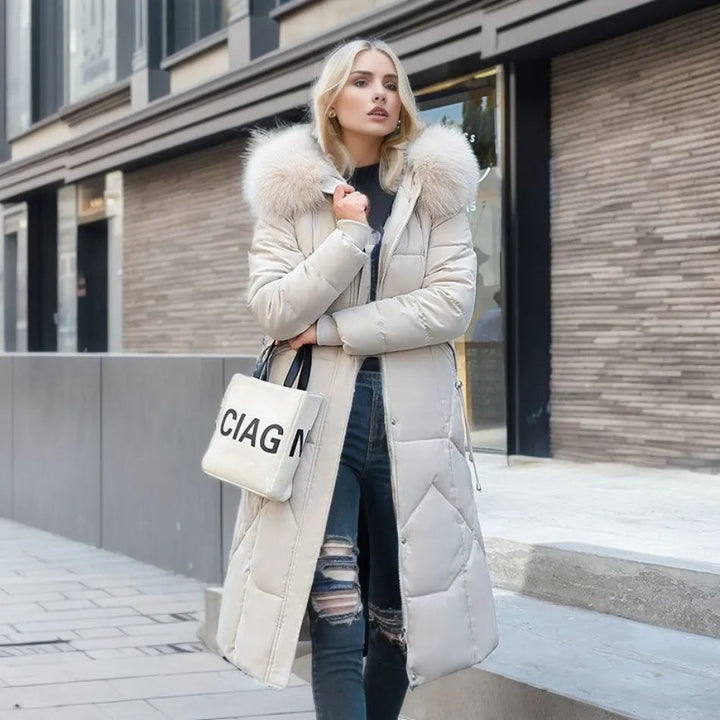 Damen Lange Puffer-Parka-Jacke | Kapuze