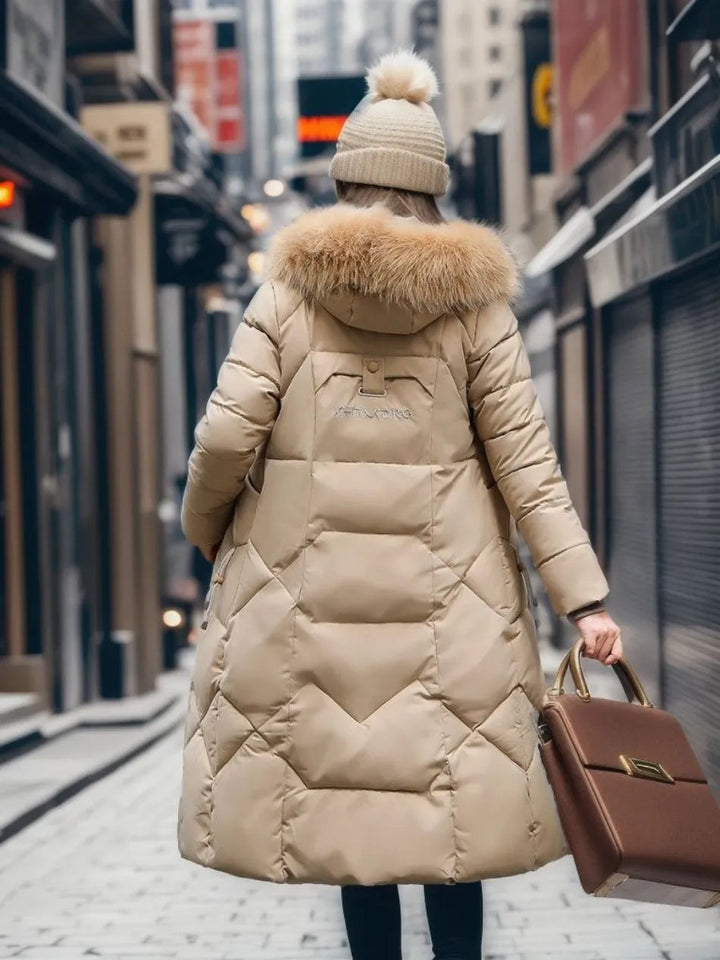Damen Lange Puffer-Parka-Jacke | Kapuze