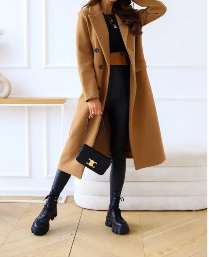 Damen Eleganter Langer Mantel | Taschen