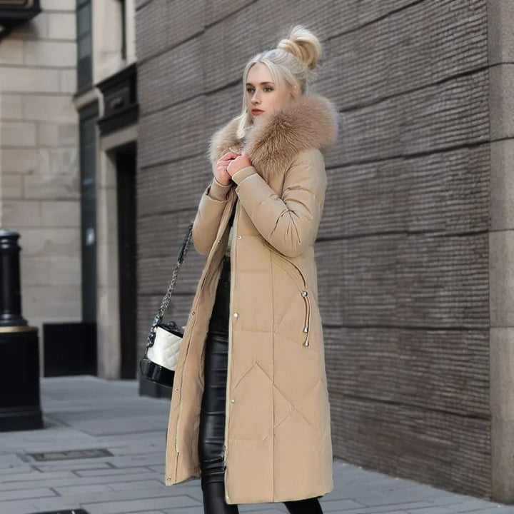 Damen Lange Puffer-Parka-Jacke | Kapuze