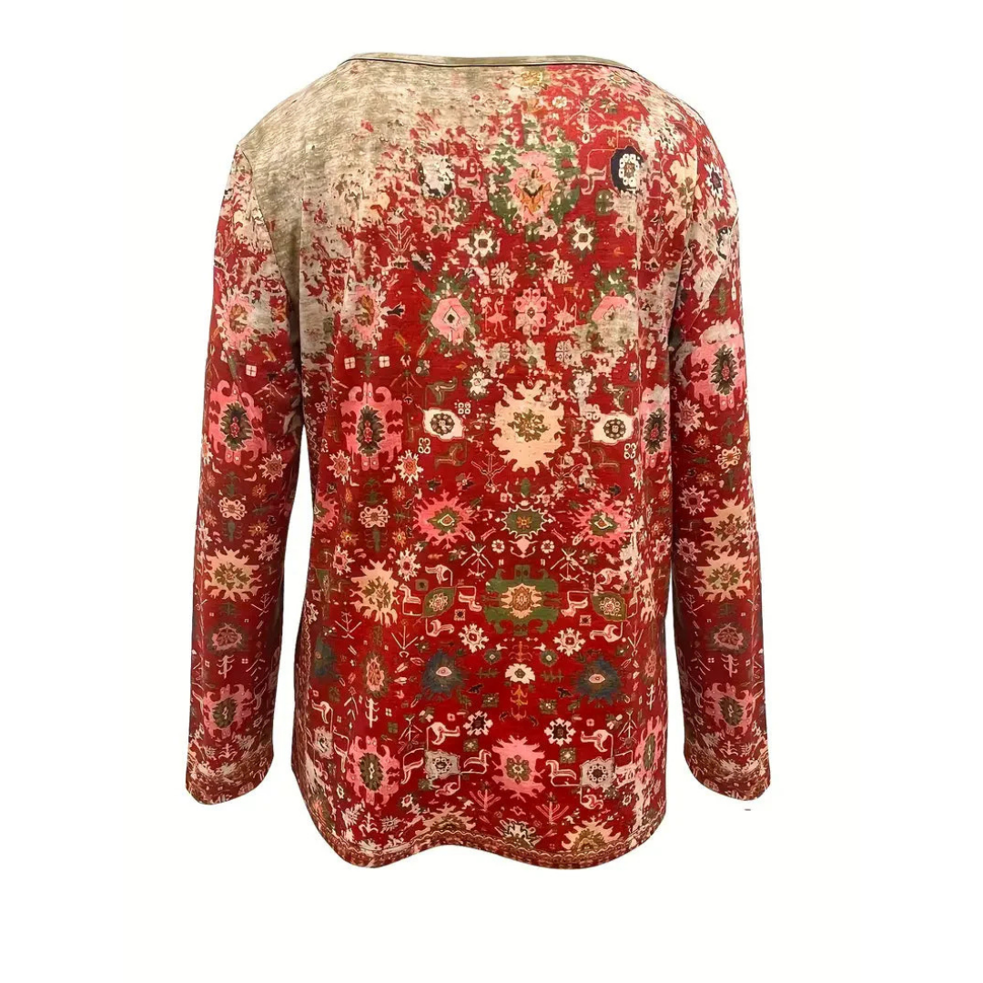 Damen Weinlese V-Ausschnitt Bluse | Lässig